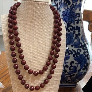 Sarah Coventry Double-Strand Burgundy Bead Necklace